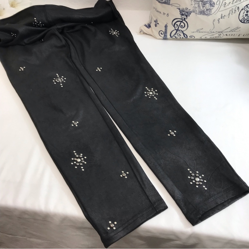 FREE PEOPLE | STAR STUDDED EMBELLISHED BRUSHED BLACK SKINNY FESTIVAL LEGGINGS 27 - Picture 2 of 13